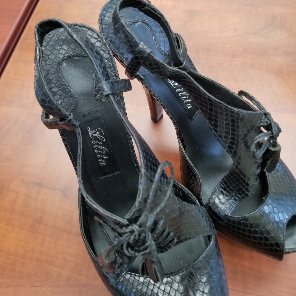 Python Like Leather Stiletto Heels - image 3